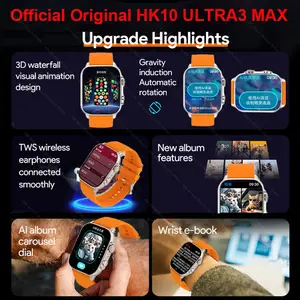 Jam Tangan Pintar HK10 ULTRA 3 MAX 2025 49mm HD AMOLED 4G ROM Bluetooth Panggilan Jaringan Obrolan Robot Jam Tangan Pintar Kompas NFC Jam Tangan Pintar Pria Wanita 10 jam tangan pintar sim 4g penjualan terbaik - №