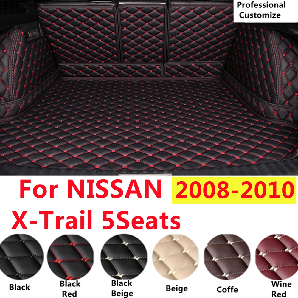 

SJ Full Set Custom Fit For NISSAN X-Trail 2010 2009 2008 Auto Fittings Car Trunk Mat Tail Boot Tray Liner Rear Cargo XPE Leather