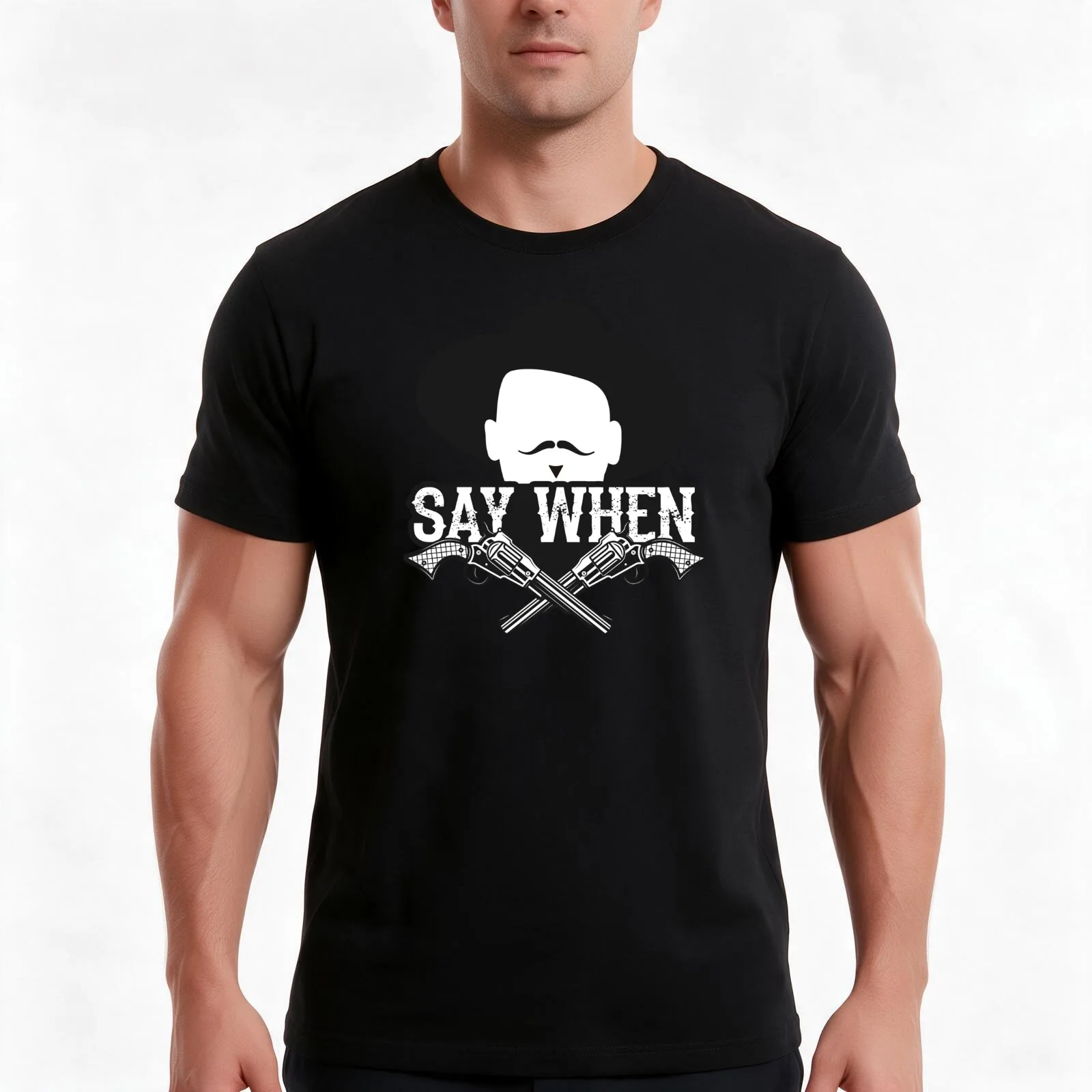 Doc Holliday Say When T-Shirt, Summer Casual Cotton Tee, Oversized Streetwear Tops, Vintage Graphic Print, Unisex Men Women