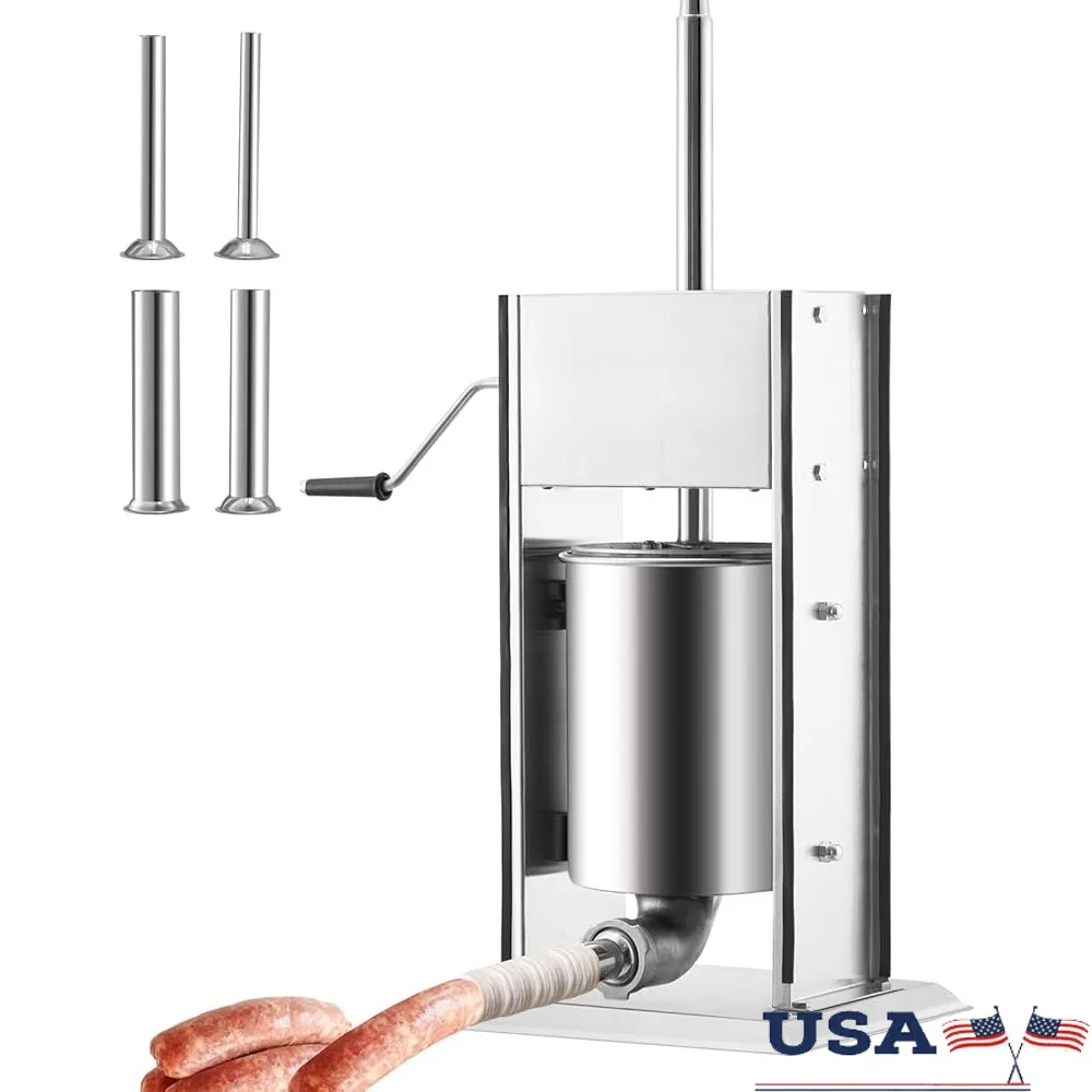 

10L Sausage Stuffing Machine Stainless Steel Manual Stuffer with Multiple Filling Tubes Ergonomic Design Easy Clean Kitchen