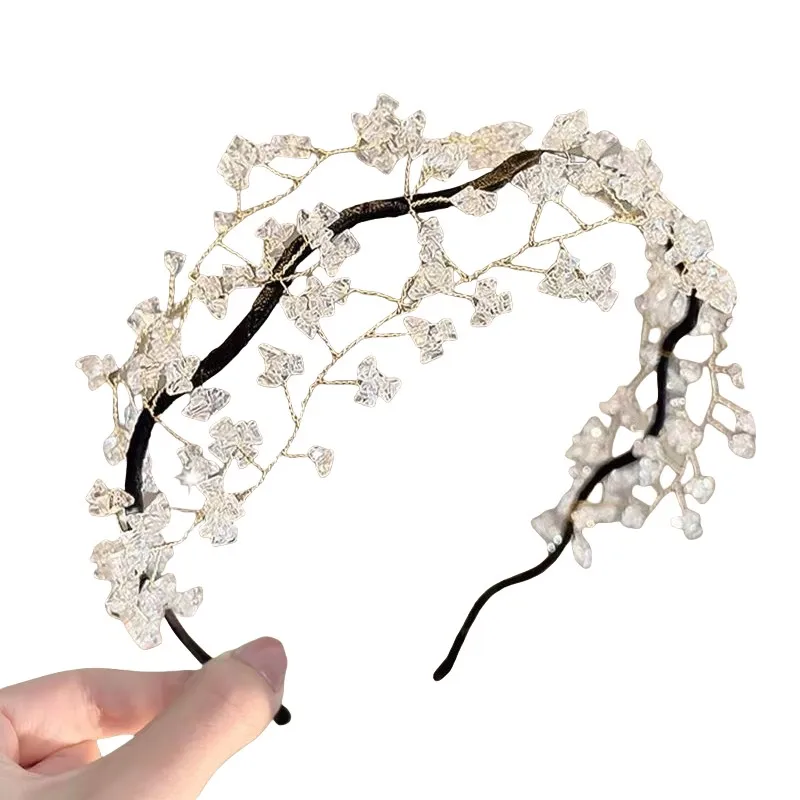 Ретро-бижутерия из бисера с кристаллами и стразами, сладкий ободок для волос для женщин и девушек