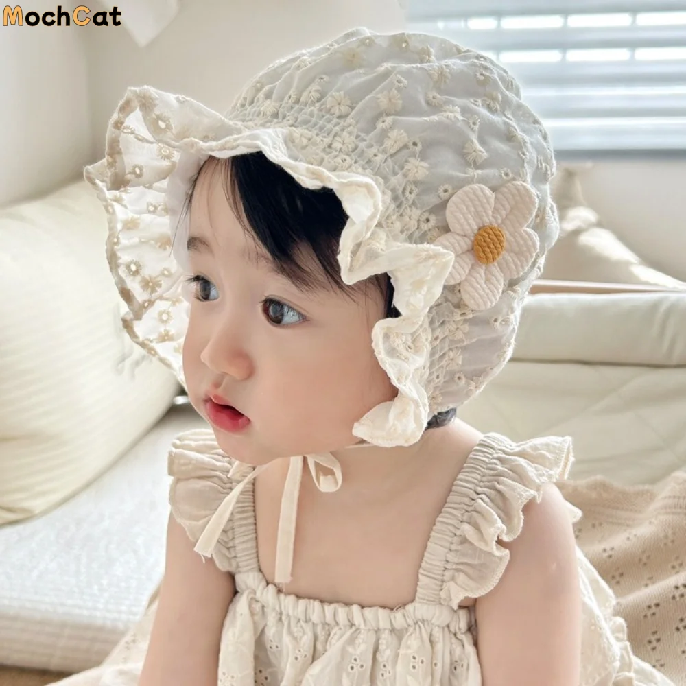 

Newborn Lace Baby Fetal Cap Ruffle Flower Bonnet Hat Soft Breathable Sun Hat 3-12 Months