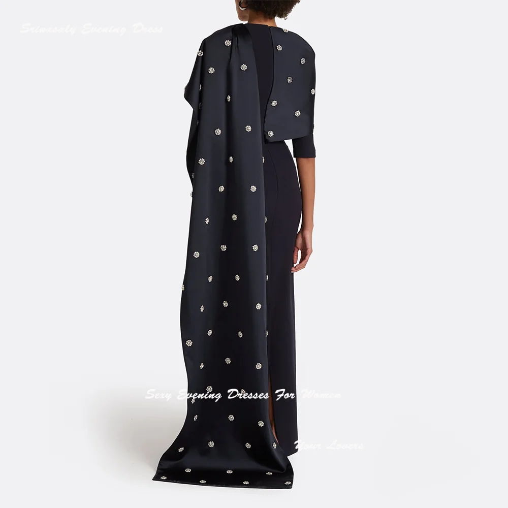 Elastische Crêpe-Abendkleider mit Kristallverzierung, Meerjungfrau, فسات Ferd • Julie Yarım Sleeve Vestidos De Fiesta Formelles Kleid