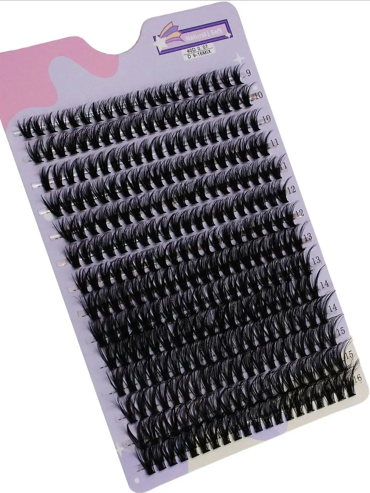 MJ 14 Rows 280 Clusters 40D Mix 9-16mm Cluster Lashes Extension Natural Thick Fake Eyelash 3D Strip Individual Lashes