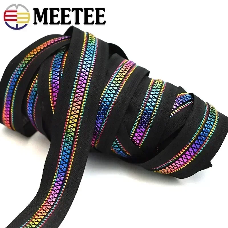 2-5Meters Resin Zipper Tape Size 5 for DIY Crafts Sewing Supplies Bags Jackets Decorative Trim Replacement Components Fixing Kit