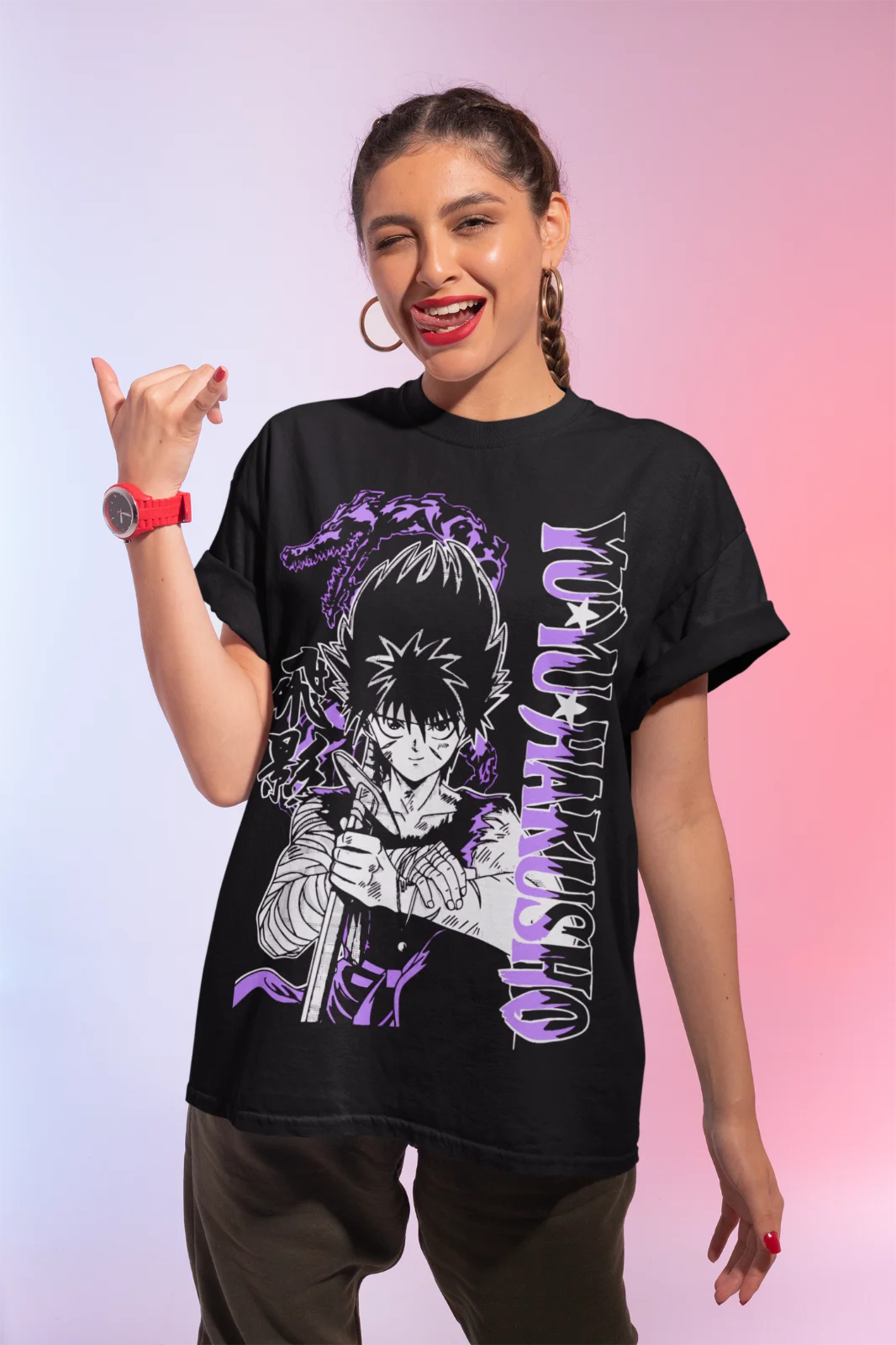 T-Shirt Anime Yu Yu Hakusho Yusuke Kuwabara Hiel Kurama, T-shirt Doux