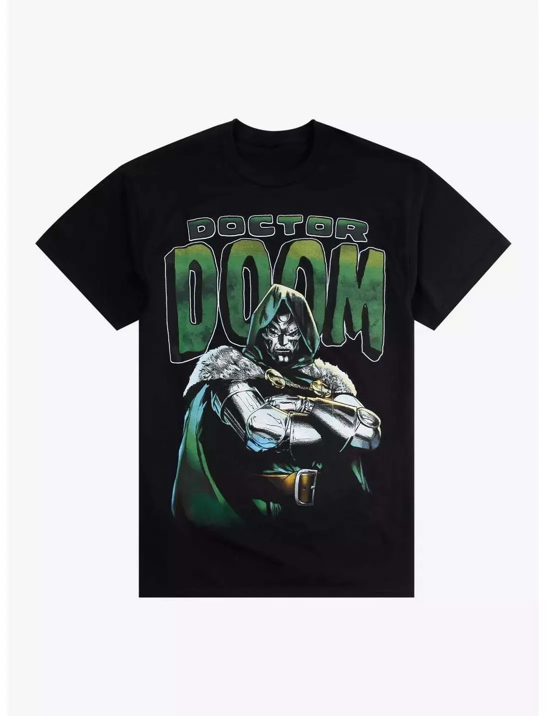 Marvel genuino 2026 nueva Marvel Fantastic Four Dr. Doom estampado cómico de talla grande para hombre Camiseta de manga corta relajada con cuello redondo