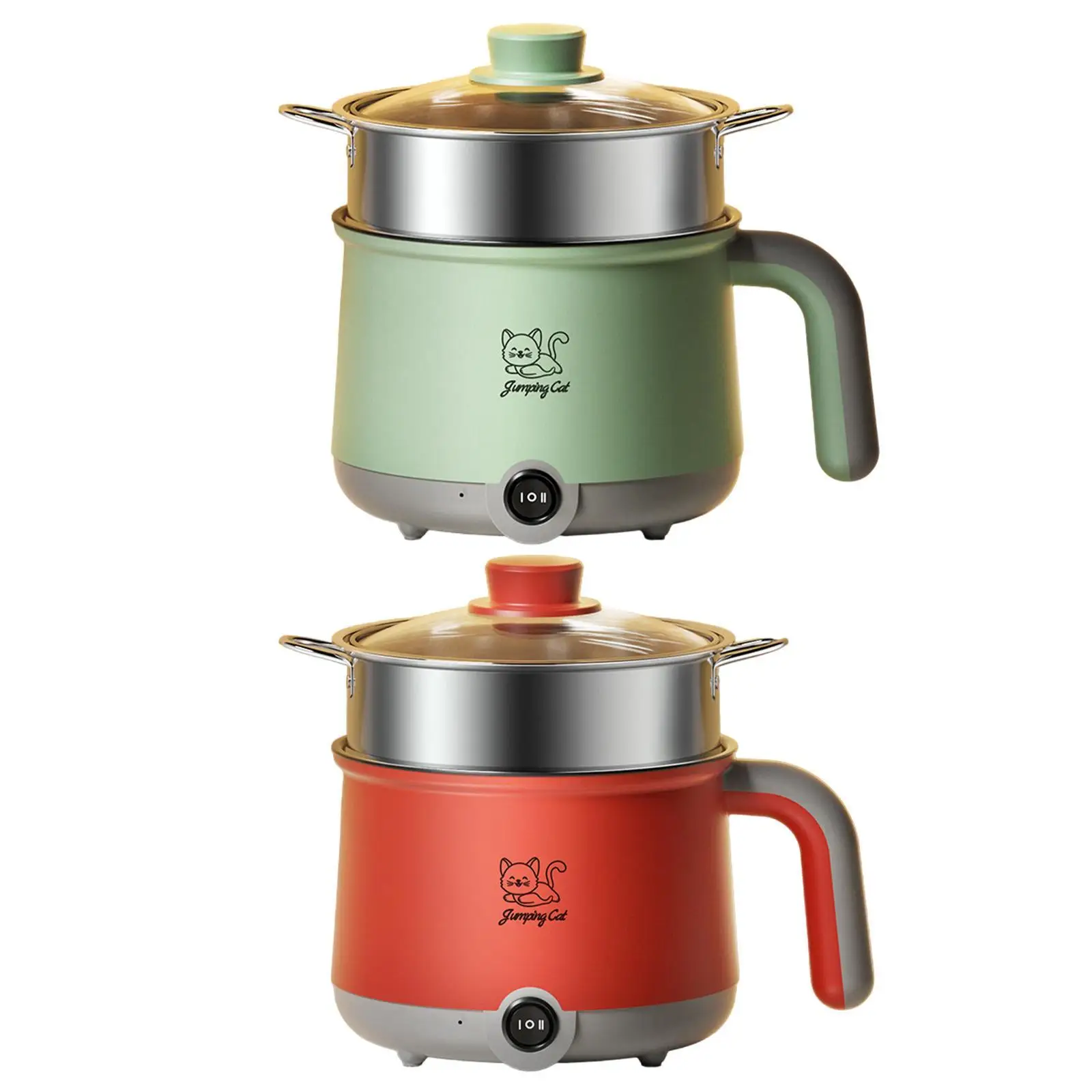 Olla caliente eléctrica con vaporizador, olla de cocina multifunción para Fideos, Mini olla caliente para Ramen, Dumpling, bistec, Pasta, dormitorio