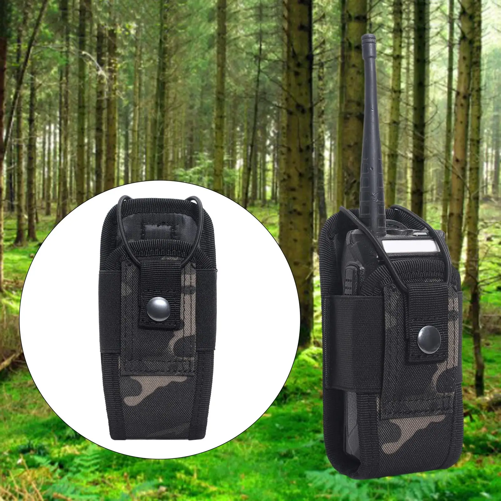 2xMolle ラジオ トランシーバー ホルダー バッグ マガジン ポーチ ホルスター ケース ブラック カモフラージュ