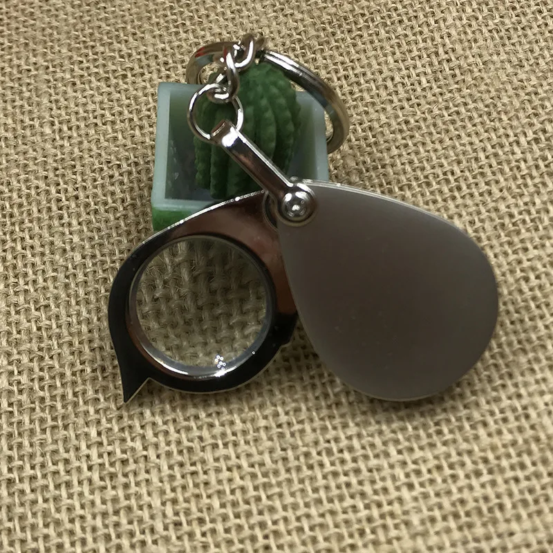 Foldable Pocket Magnifier with Keychain Optical Glass Loupe 15X Portable Magnifying for Reading Map Appreciation Antique Jewelry