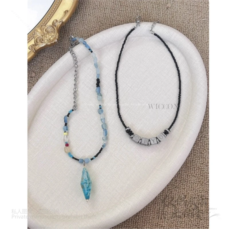 أنيمي لعبة الحب والعميق الفضاء رافاييل الزبرجد الطبيعي سحق حجر قلادة ملحق هدية الصيف الشاطئ تأثيري الدعامة زي