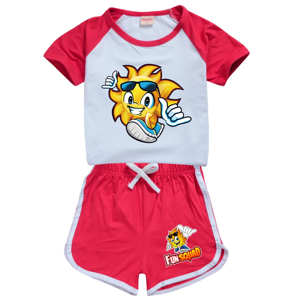 New Summer Kids Clothes Fun Squad Gaming Print Suits Toddler Girls Sets Top+shorts Sets Sports Suit Casual Baby Sets Boy Clothes