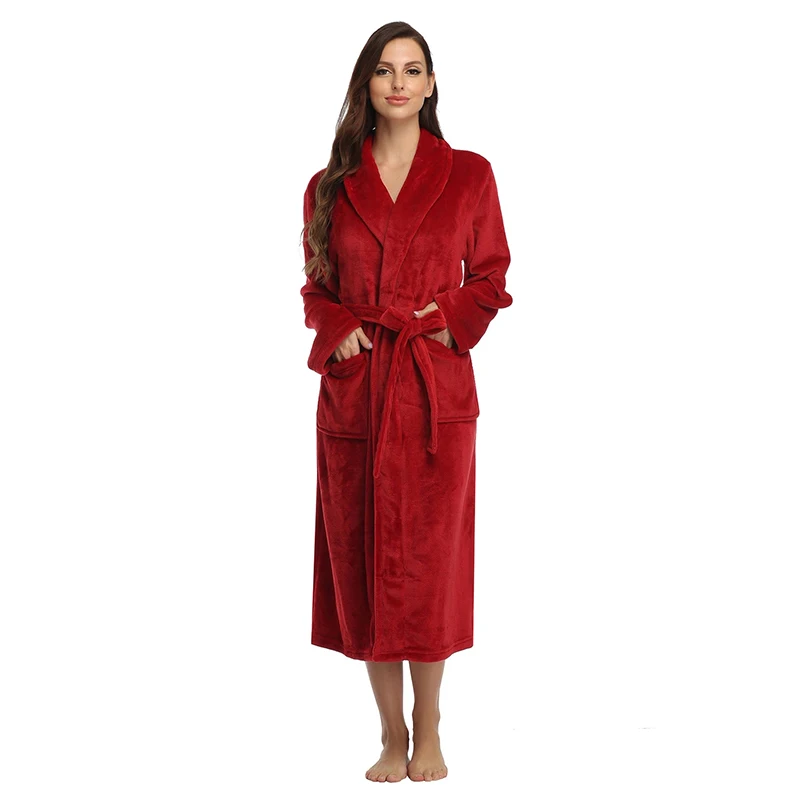 Oulylan Women Flannel Bath Robe Sleepwear 2024 Autumn Winter Solid Plush Couple Bathrobe Thick Warm Female Robe