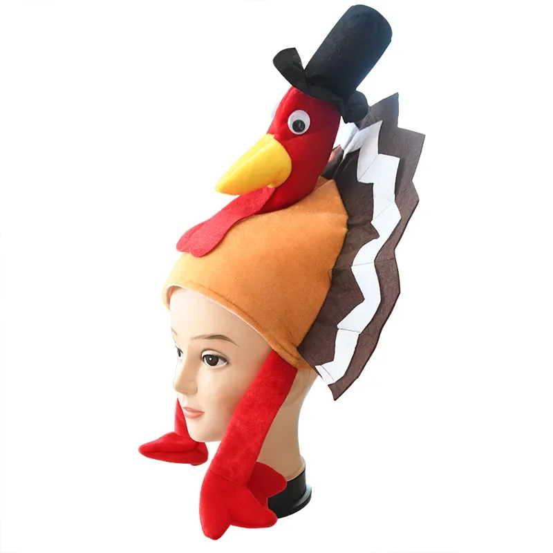 Turkey Thanksgiving Hat Novelty Cooked Chicken Bird Secret Santa Fancy Dress Funny Adults Hat Festival Costume Caps New Arrivals