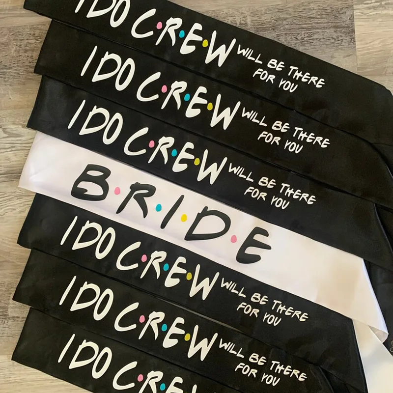 I Do Crew Braut-Schärpe für die zukünftige Braut, Freundinnen-Thema, Junggesellinnenabschied, Brautparty, Hochzeitsdekoration, Brautjungfern-Antragsgeschenk – Detail 2