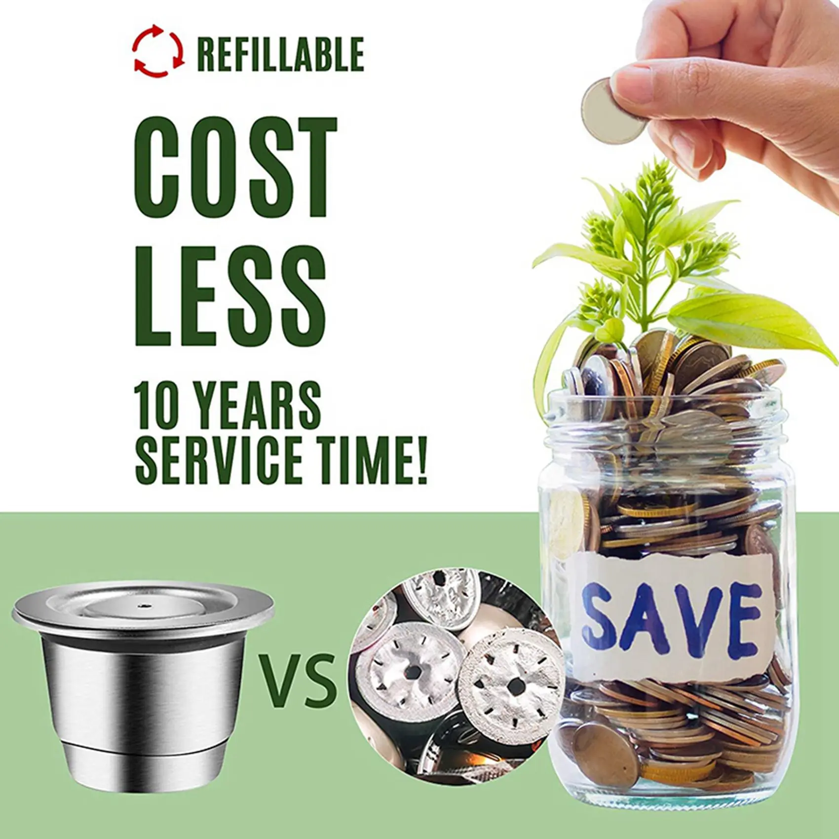 

A39M 4X многоразовые капсулы для эспрессо, многоразовые капсулы для кофе Nespresso, капсулы для эспрессо из нержавеющей стали, совместимые