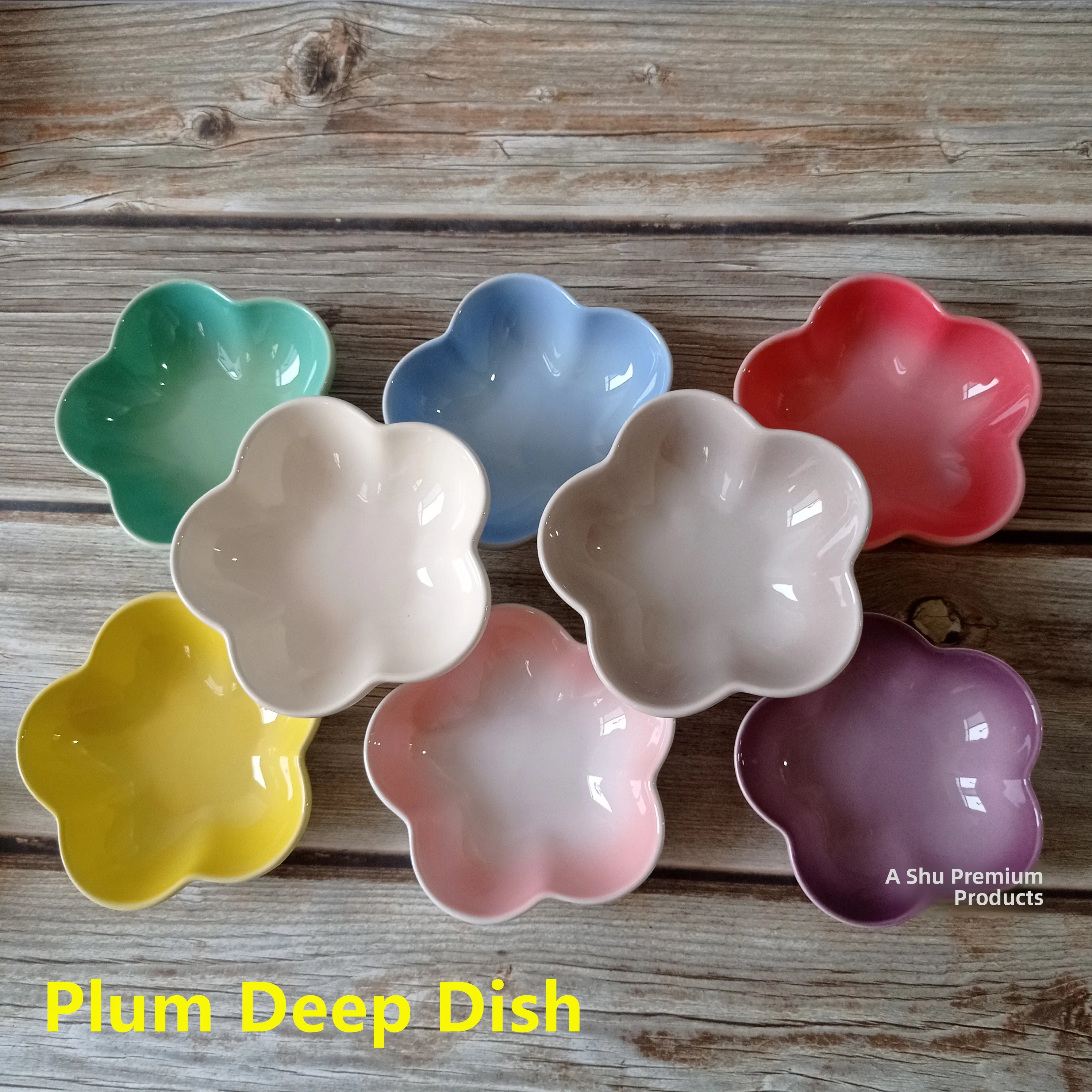 Plato Pequeño para Salsas Le Creuset, Diseño de Flor de Ciruelo en Colores Fríos, Cerámica Esmaltada, Estilo Japonés de Flor ...