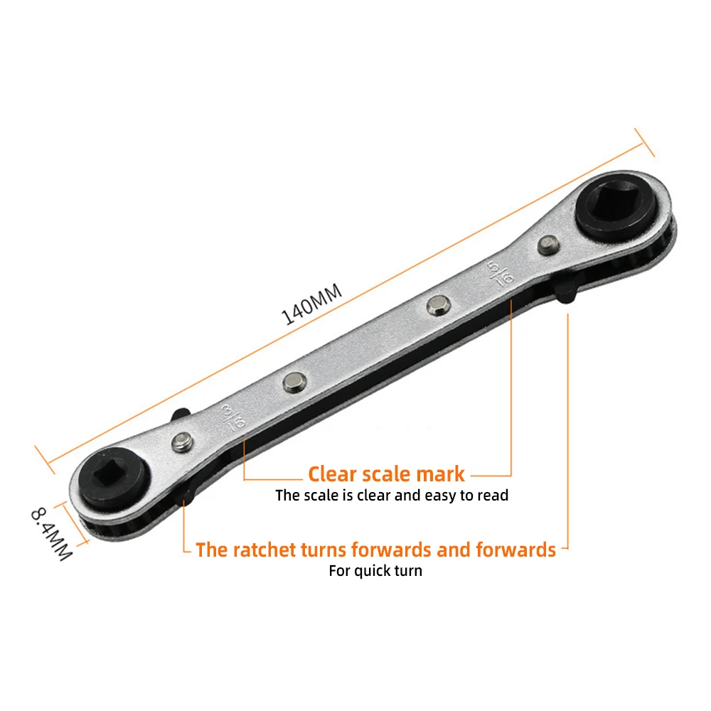 Llave de trinquete de doble punta, herramienta profesional para aire acondicionado y refrigeración, llave cuadrada CT122, 1/4, 3/8, 3/16, 5/16 pulgadas