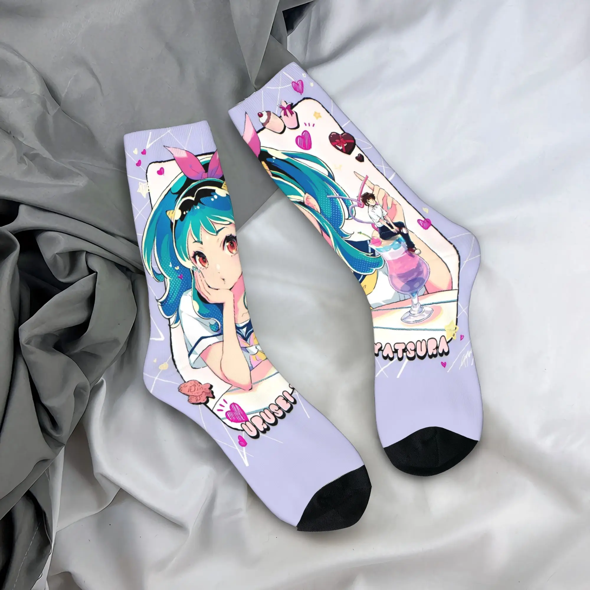 

Goth Lum Urusei Yatsura Socks Harajuku Stockings Women Men Soft Breathable Outdoor Socks Autumn Design Anti Skid Socks