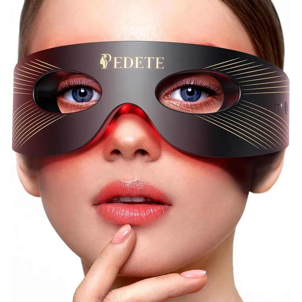 

Under-Eye Red Light Therapy Mask for Eye Massage, Reduces Bags and Dark Circles for Men & Women (Black)