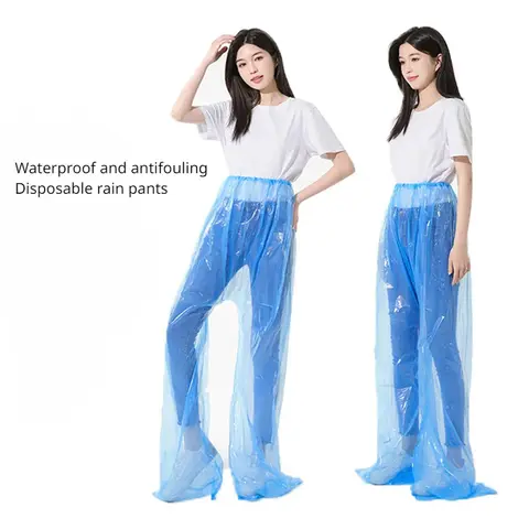 【F】Disposable Rain Pants Thickened Pack Foot Drift Waterproof Split Set Clear Raincoat Rainsuit Outdoor Travel Cycling