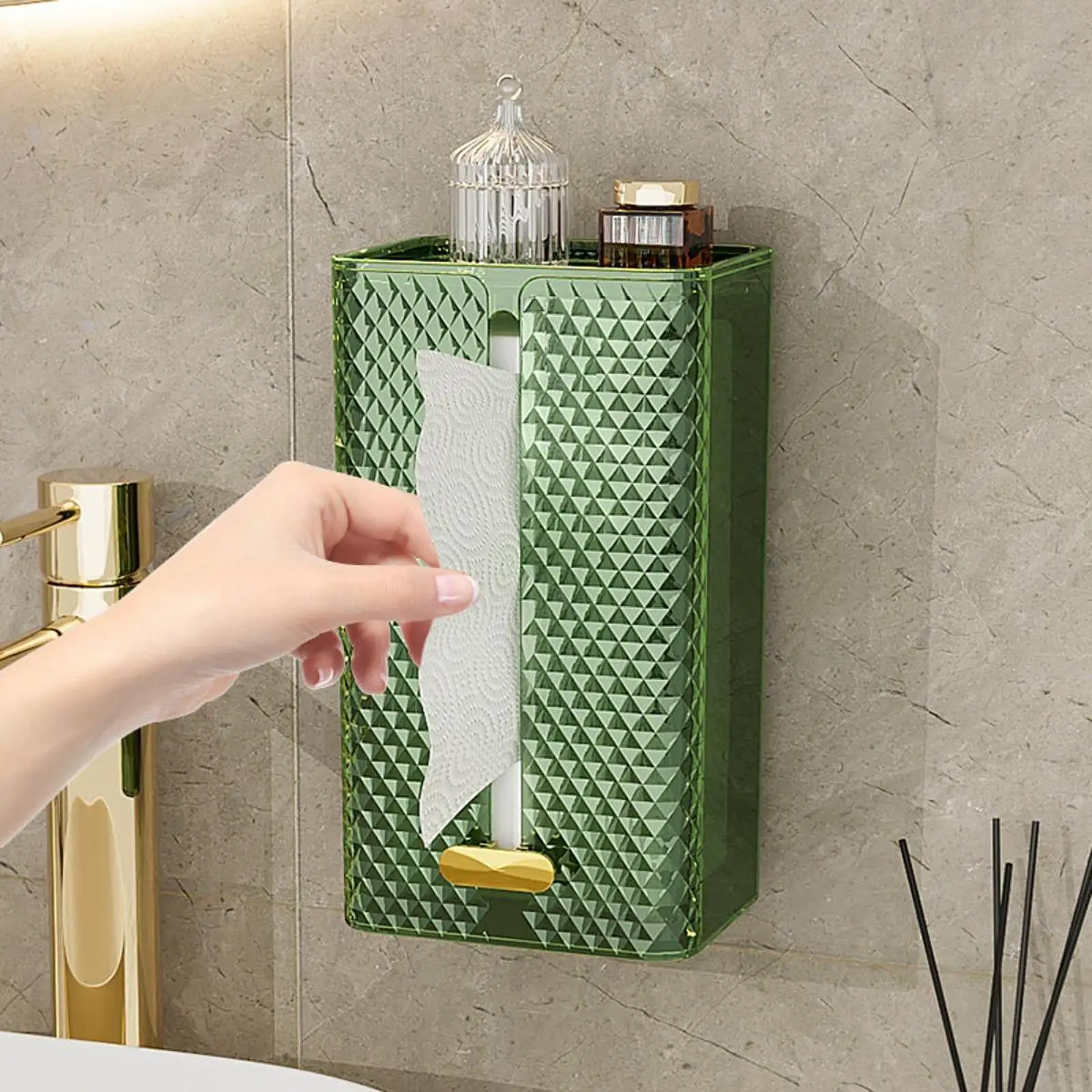 Tissue Box Holder Paper Towel Holder Wall Mounted Multipurpose Decorative Tissue Box Tissue Storage Box for Washroom Bedroom