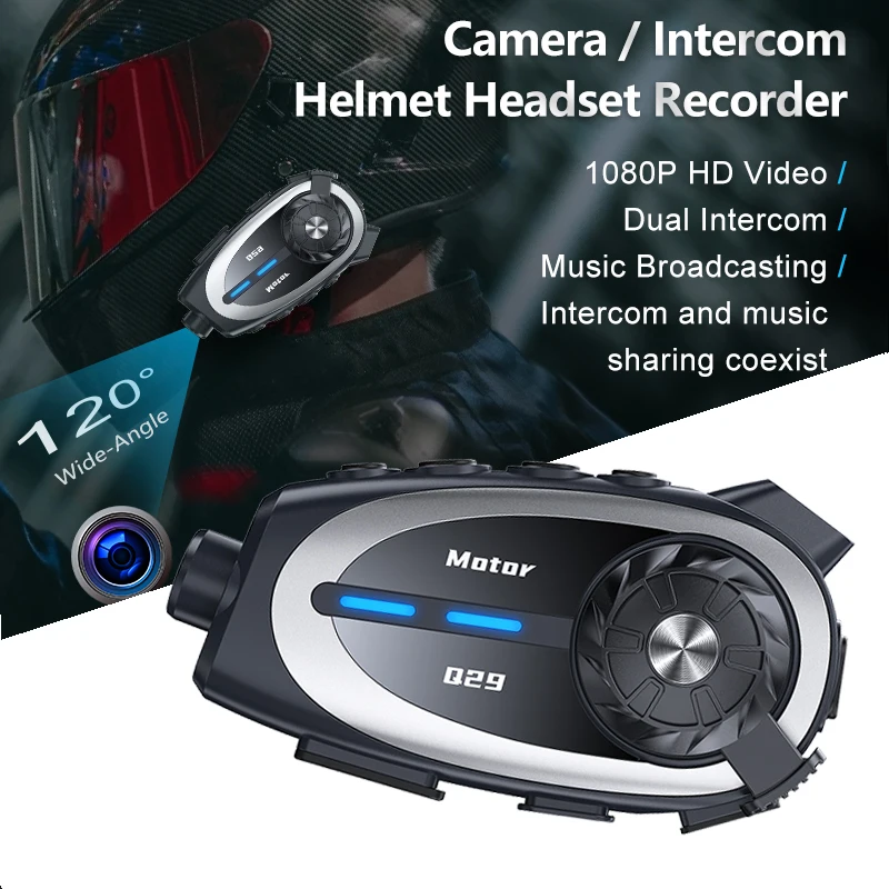 

1/2pcs Motorcycle Helmet Intercom Headset 1080P Video Dashcam Wifi Camera Recorder DVR Wireless Interphone Handsfree Call Kit
