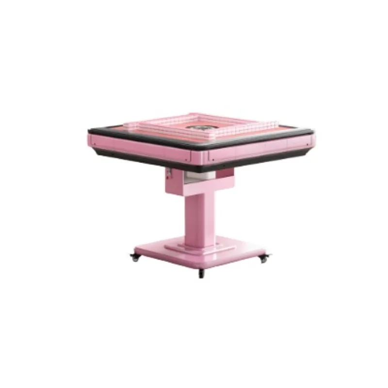 Pink folding mahjong machine automatic dining table dual-purpose four-port electric heating mahjong table