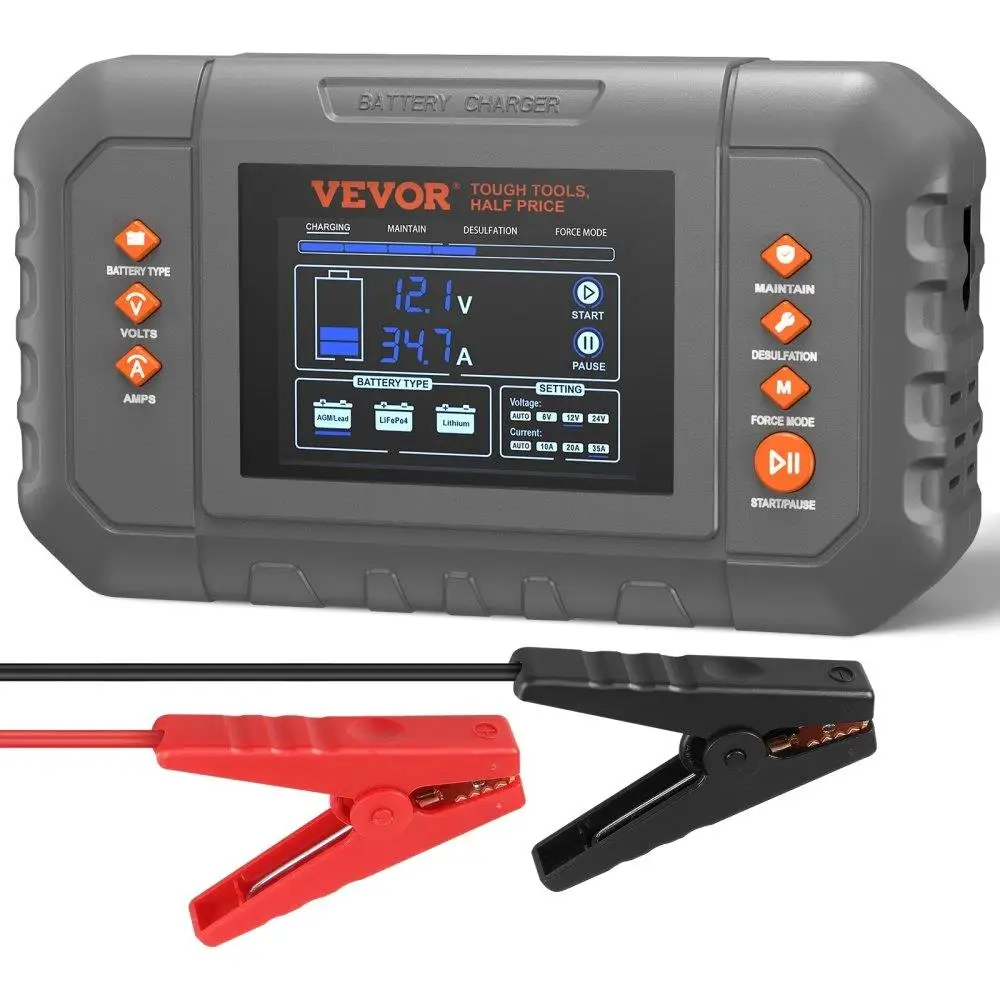 

for Smart Battery Charger, 35-Amp, Lithium LiFePO4 Lead-Acid (AGM / Gel / SLA) Car Battery Charger with LCD Display, Trickle