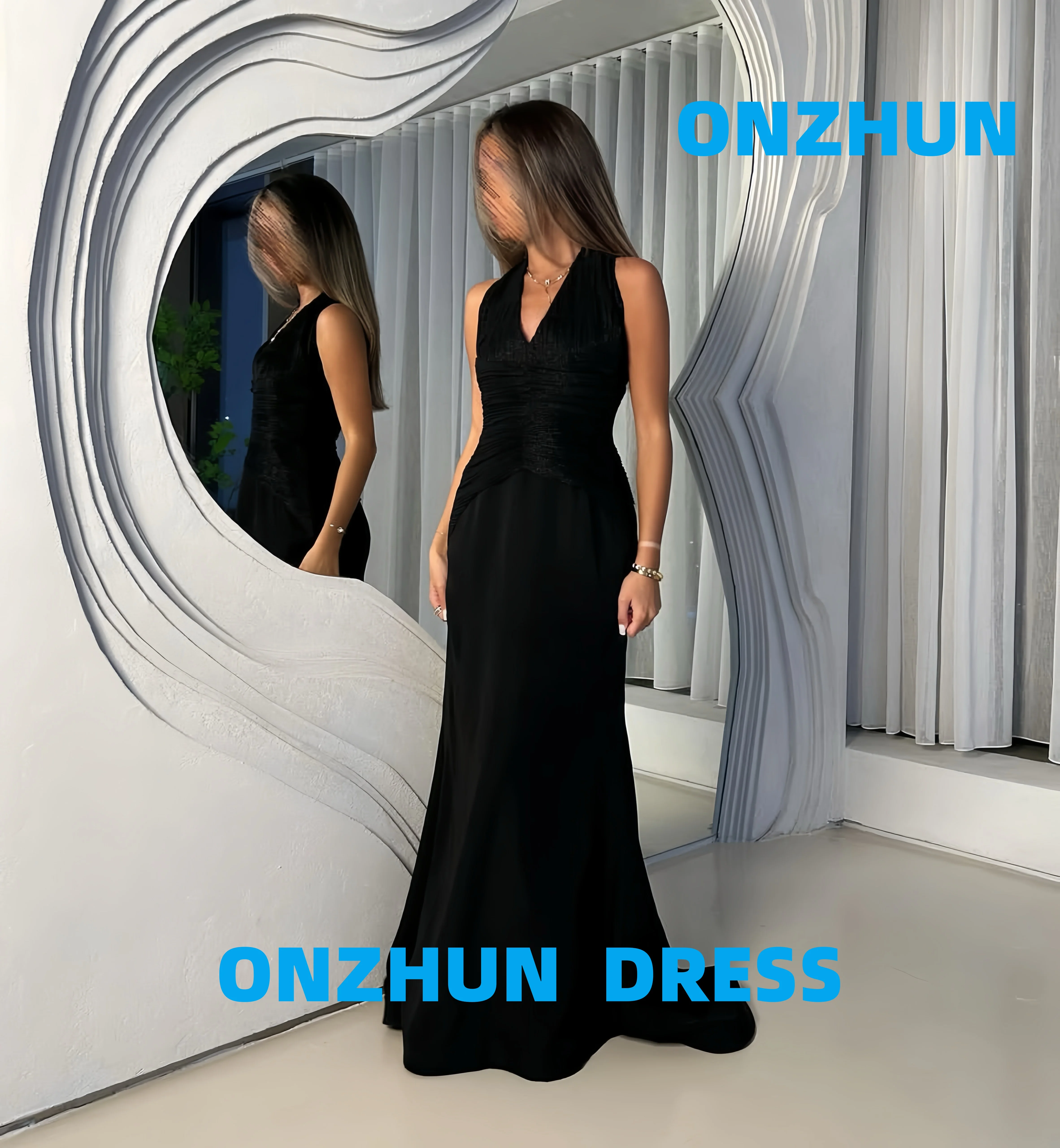 

Customizedv-neck sleeveless A-LINE elegance luxurious evening dresses women evening dress modern Evening dresses