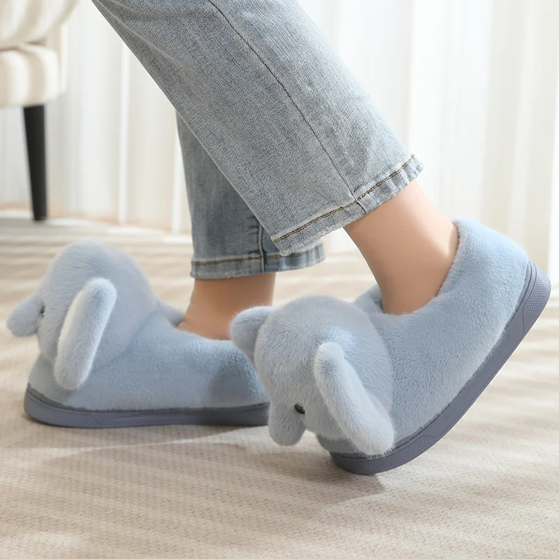 Cute Elephant Plush Home Slippers Anti Slip Home Shoes Warm Soft Home Slippers Animal Shaped Shoes Birthday Gift