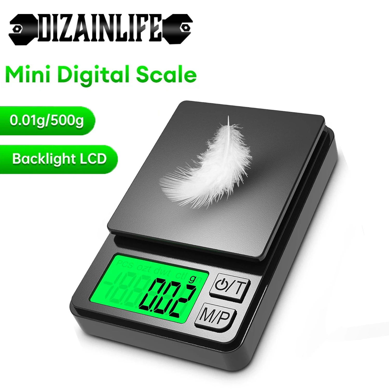 500g/0.01g Electronic Kitchen Scale Accurate Pocket Mini Jewelry Gram Scale with Backlight and Lid Calibration Coffee Scale