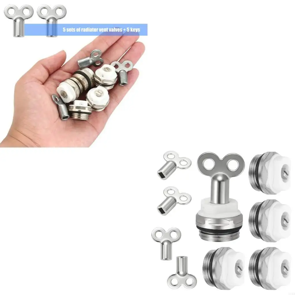 

5Pcs 1/2Inch Metal Heating Bleed Valves with Male Thread Manual Radiator Air Vent Plugs Valves Easy to Install