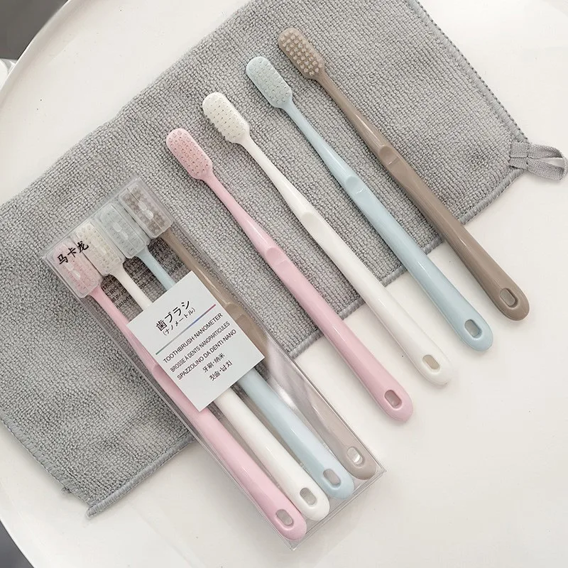 4Pcs/set Japanese Macaron Toothbrush Adult Home Soft Bristled Toothbrush Ultra Fine Toothbrush No Bpa Soft Toothbrush