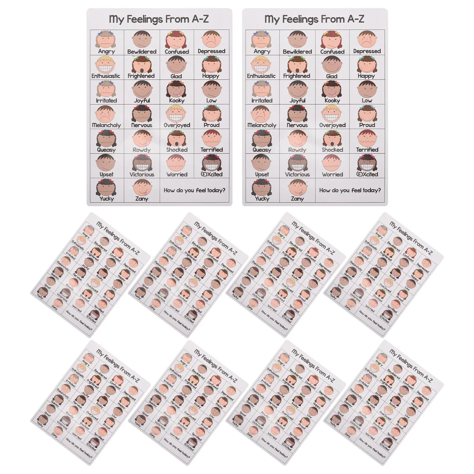 10Pcs A-Z Feelings Chart Emoti - Kids Education Charts 评论和价格