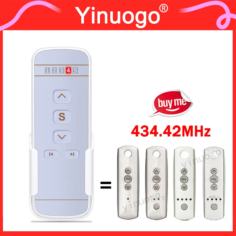 Curtain / Gate Remote Control 433.42MHz For Telis 4 Pure / Telis 1 Pure 5 Channels 1810633 1810632 1810632A 1810631