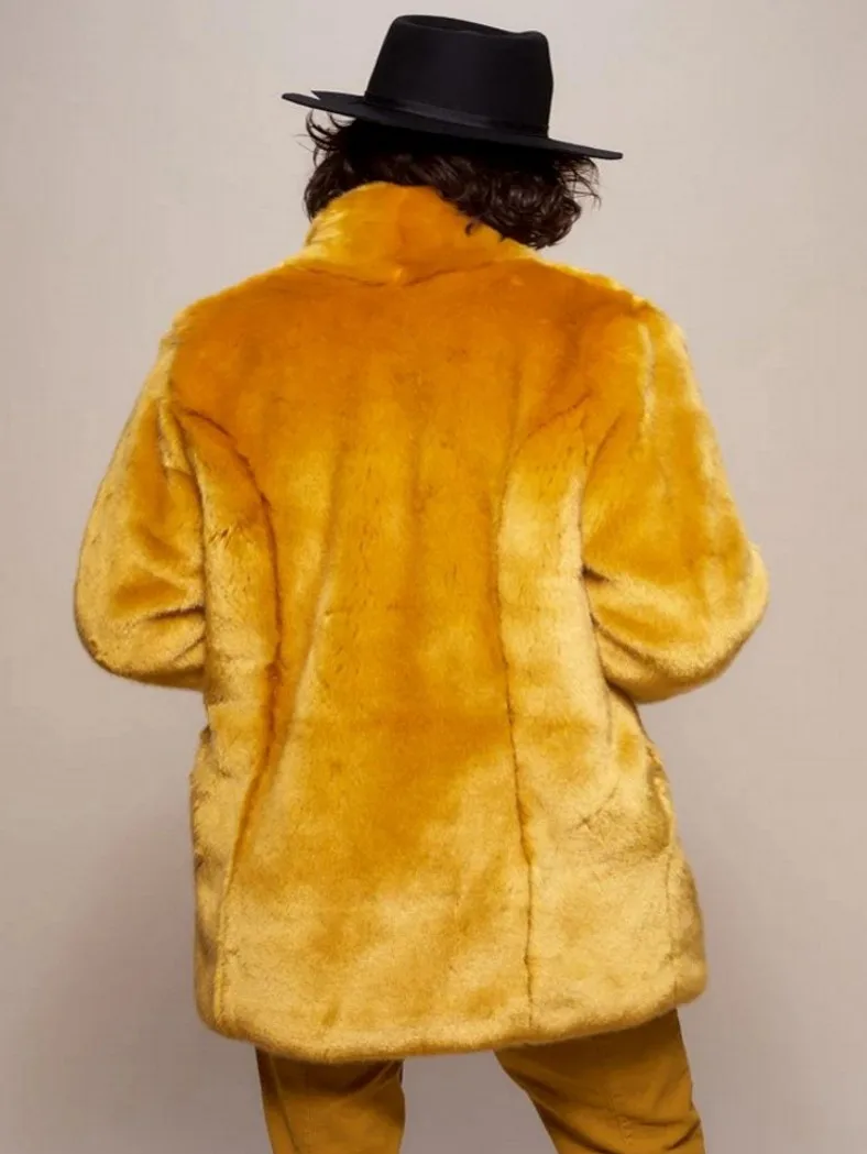 メンズフェイクファーコート,イエロー,ファッショナブル,個性,快適,ラージサイズ