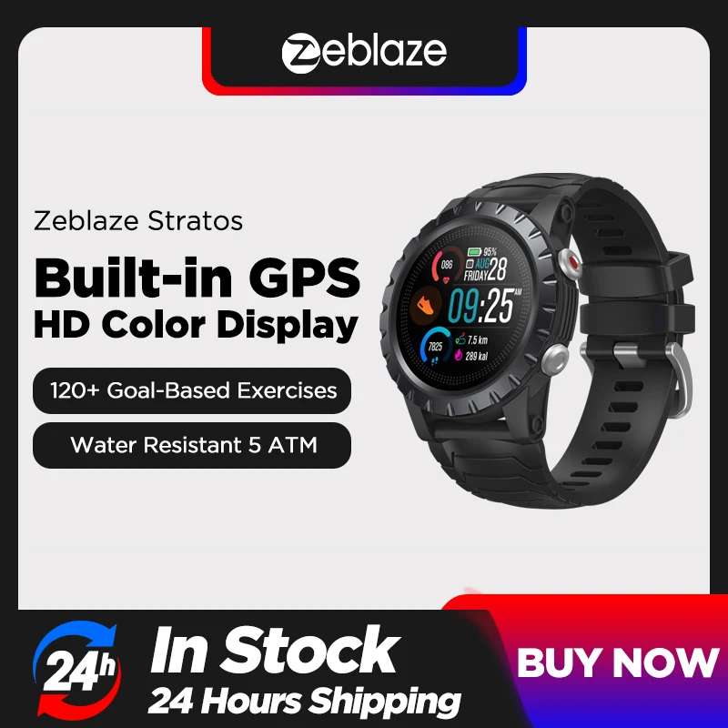 Top! New 2021 Zeblaze Stratos Sports Smart Watch gps GPS GLONASS GALILEO Heart Rate SpO2 VO2max Stress 25 days Battery Life WR