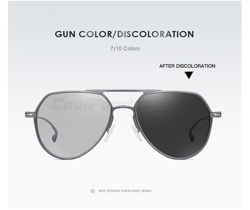 CoolPandas Hohe Qualität Aluminium Photochrome Sonnenbrille Für Männer Frauen Polarisierte Chameleon Linsen Brillen Fahren Pilot Gläser – Detail 19