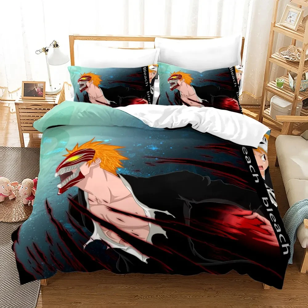 Anime Bleach Kurosaki Ichigo Bedding Set,Duvet Cover Bed Set Quilt Cover Pillowcase,King Queen Twin Size Boys Girls Adults