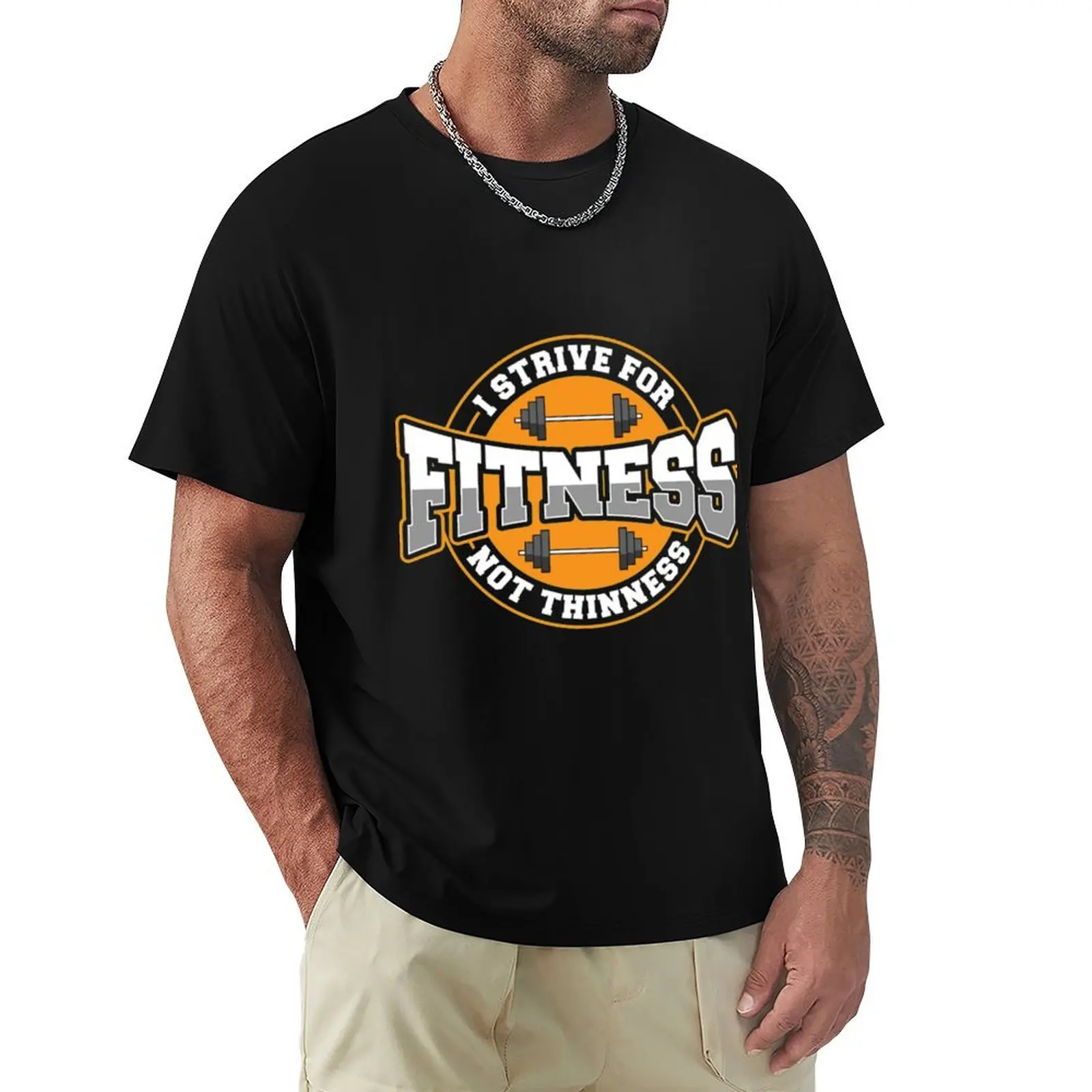 I Strive For Fitness Not Thinness Gym Motivational Workout T-shirt cute clothes hippie clothes summer clothes Men's t shirts