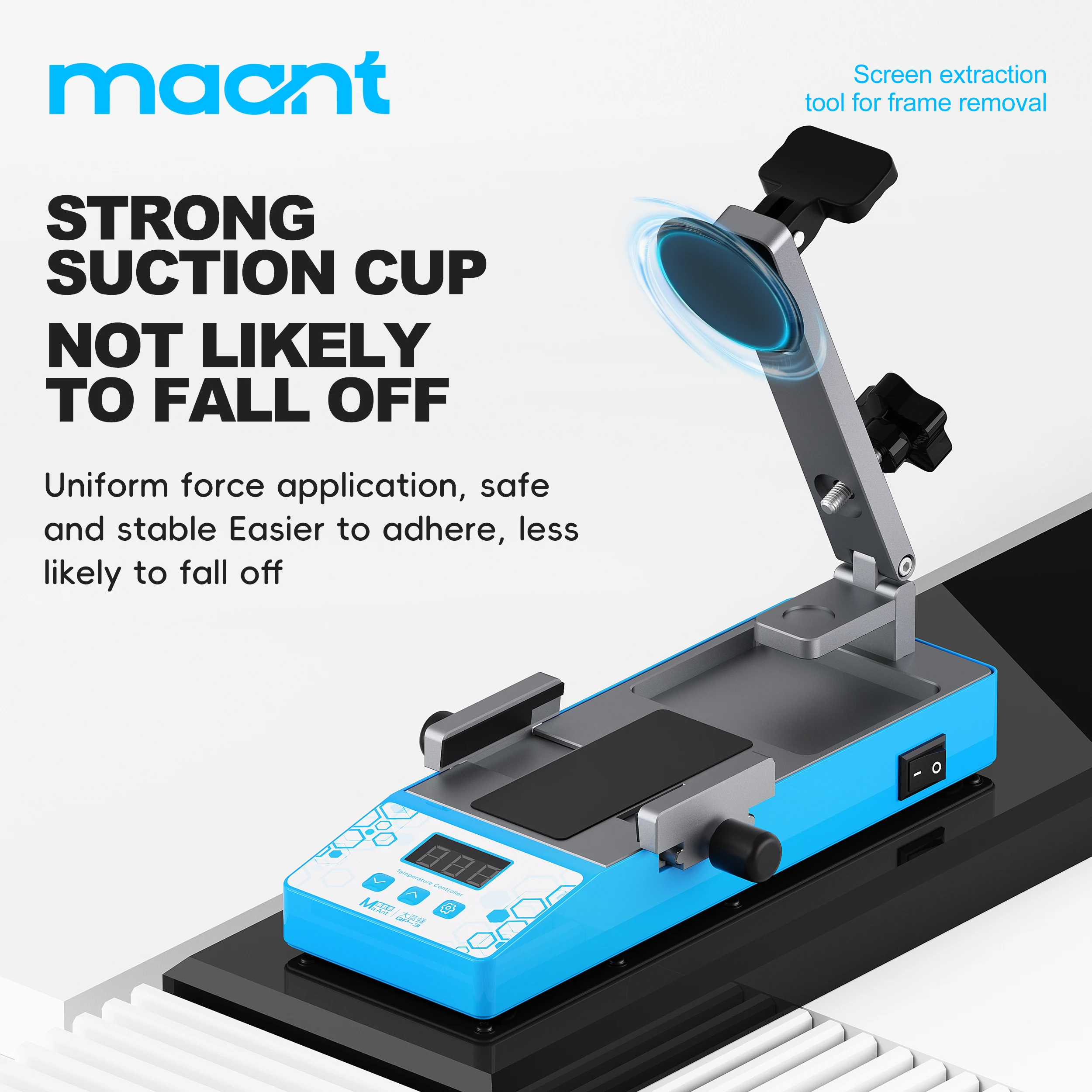 MaAnt QP-3 Mobile Phone Screen Removal Tool Adjustable Temperature 25~130℃ Super Strong Suction Cup For IP Android Repair Tool