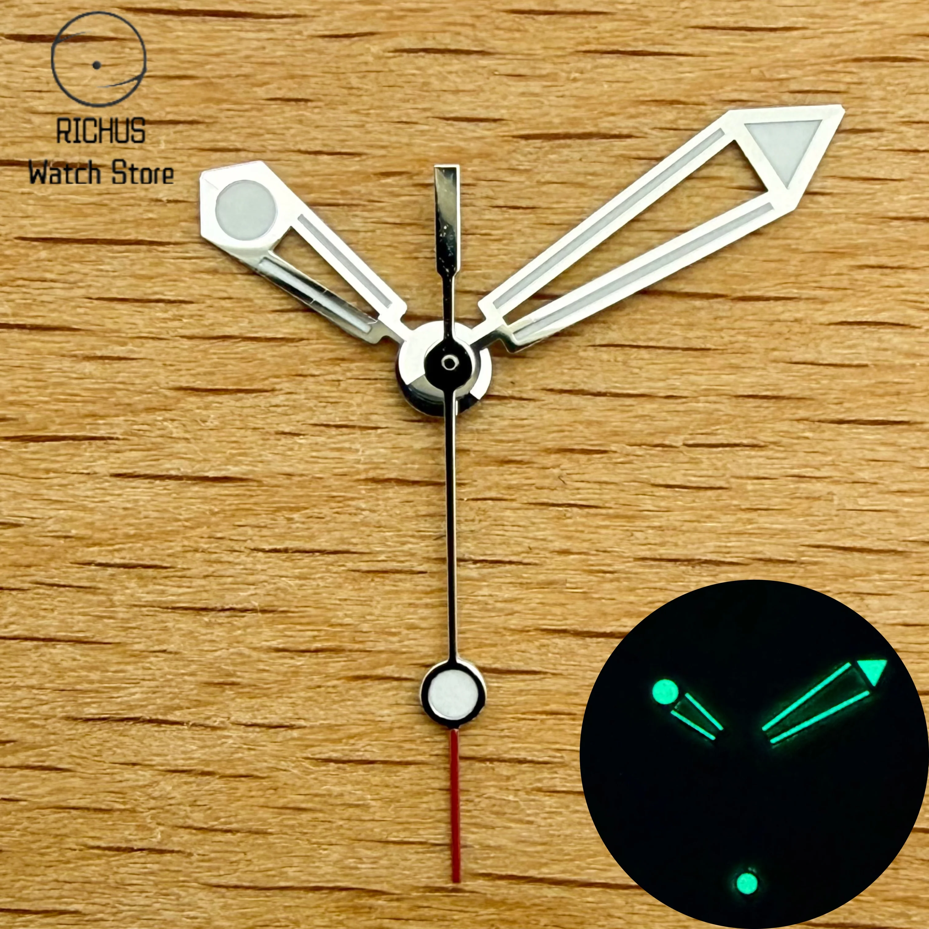 VH31 Watch Hands 3Pcs Silver Blue Red Skeleton Arrow Style Green Luminous Fit VH31 Quartz Movement Watch Repair Parts