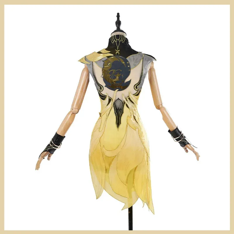 Игра Naraka: Bladepoint Tessa, карнавальный костюм, желтое платье Cheongsam в китайском стиле, сексуальный традиционный фестивальный костюм для взрослых женщин; 2