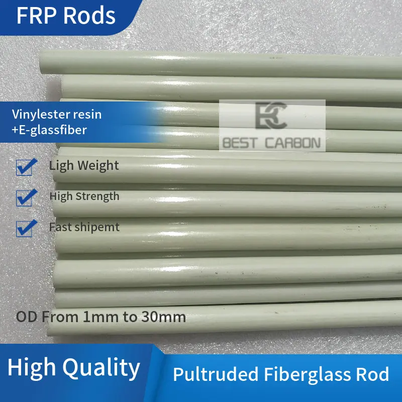 Free shipping OD1 2 3 4 5 6 7 8 10 11 12 14 16 20mm, 500mm length Round Pultruded Fiberglass Rod,frp rod, gfk rod ,kite pole