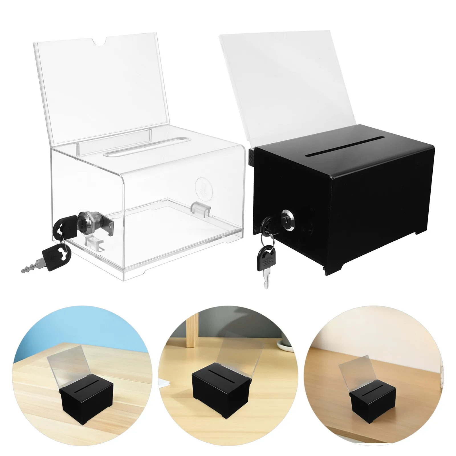 

2Pcs Suggestion Box Lockable Donation Container for Charity Fundraising Voting Cash Card Collection Box
