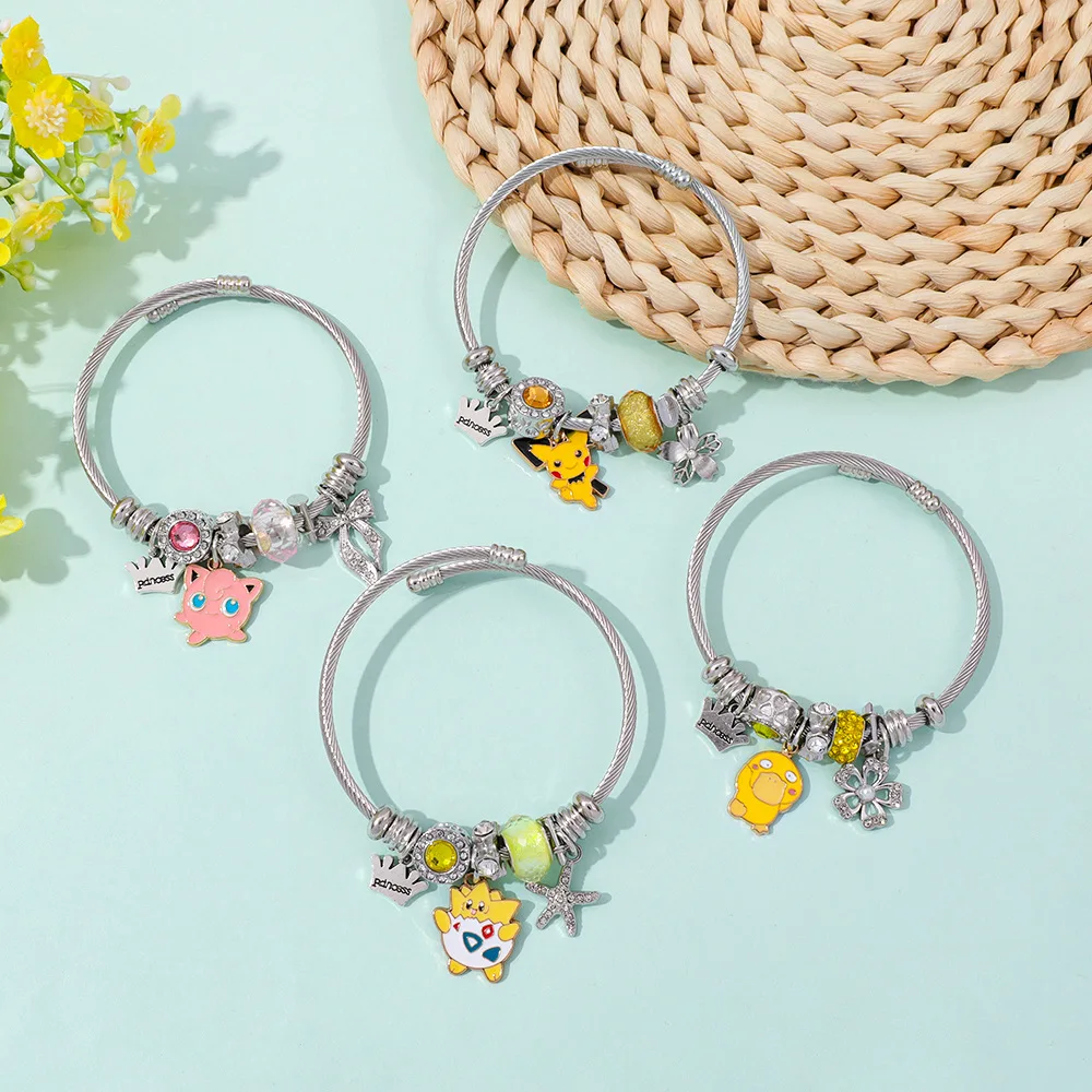 مجموعة مكونة من 4 قطع من أساور بيكاتشو الإبداعية الكرتونية لعبة الموضة صندوق أعمى إكسسوارات مجوهرات للأطفال مجموعة هدايا أنيمي #3