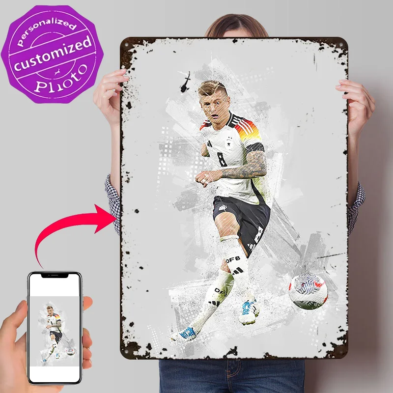 Toni Kroos Germany 3D Printed Texture Poster Personalized Wall Art Retro Metal Tin Signs for Interior Accessories Decor Room