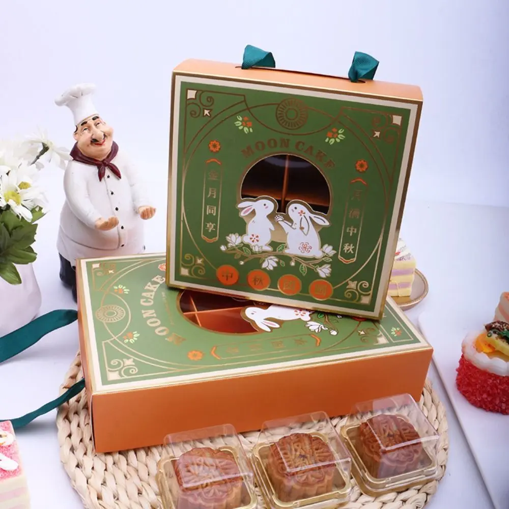 5Pcs/set Multipurpose Bronzing Process Mooncake Packaging Boxes Handmade White Card Dessert Gift Box DIY Pastry Packaging