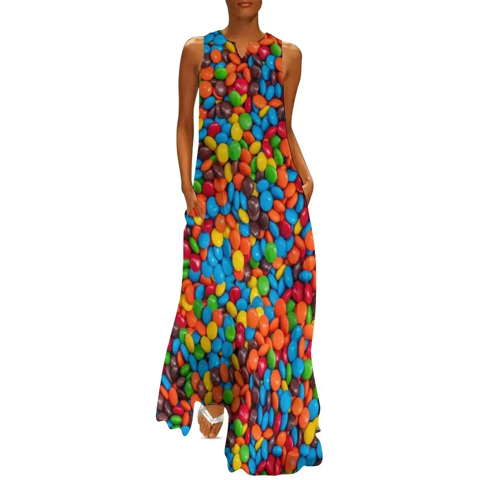 

Colorful Candy-Coated Chocolate Pattern Long Dress fairy dress dresses ladies 2025 summer summer clothes Prom gown Dress